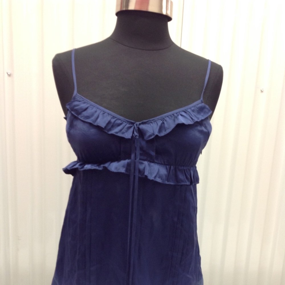 JUICY COUTURE WOMENS BLUE SILK CROP TOP SZ 0